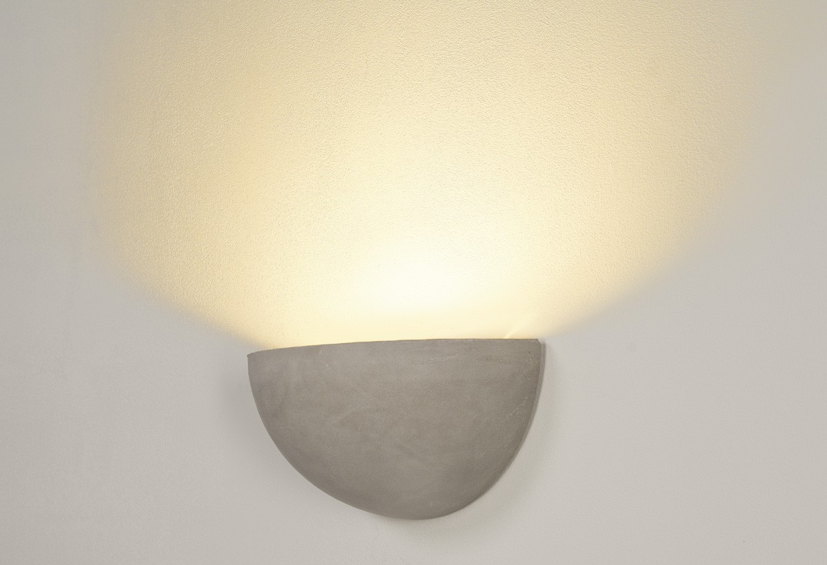 Concrete Half Moon Up Wall Light