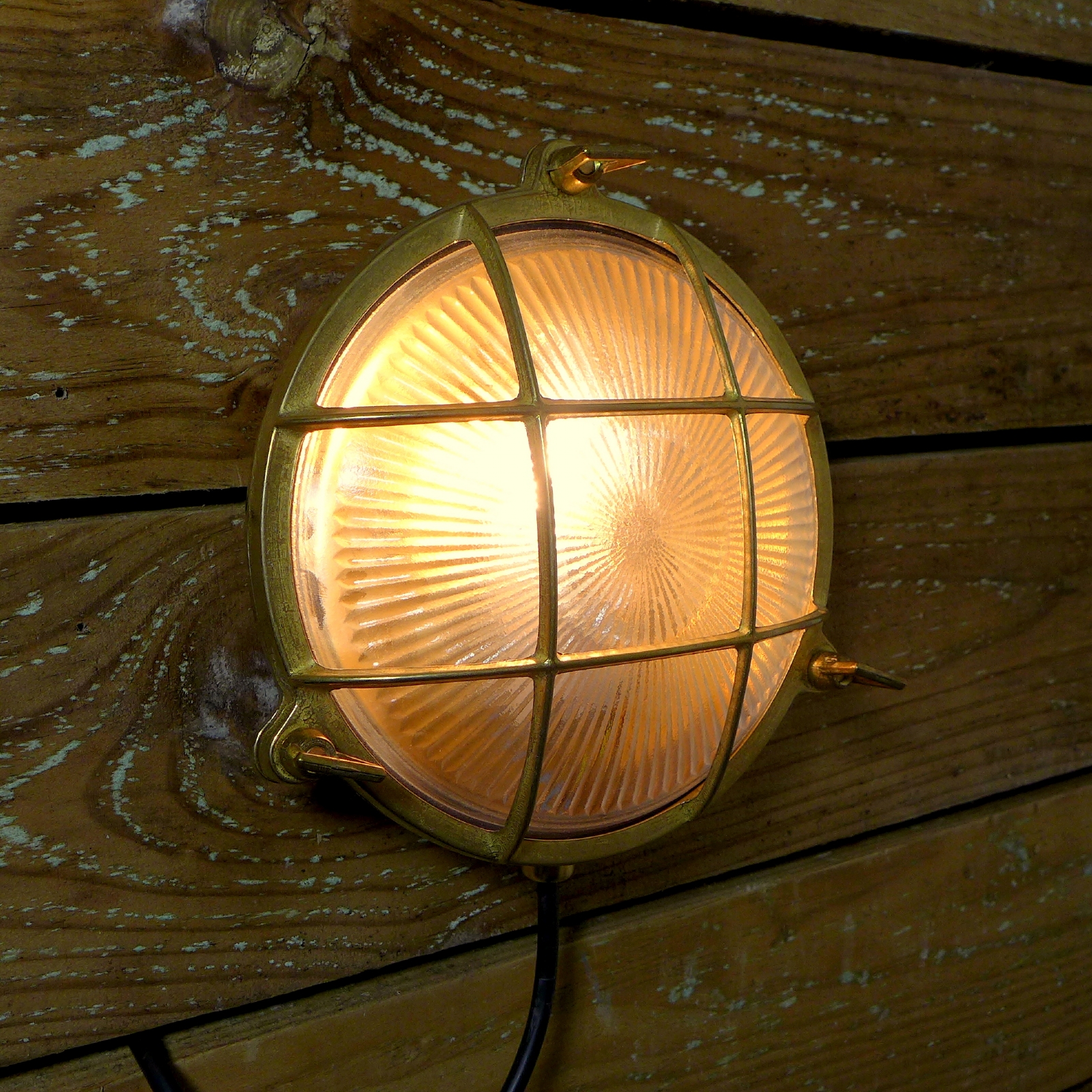 Marine Brass Caged Bulkhead Wall Light