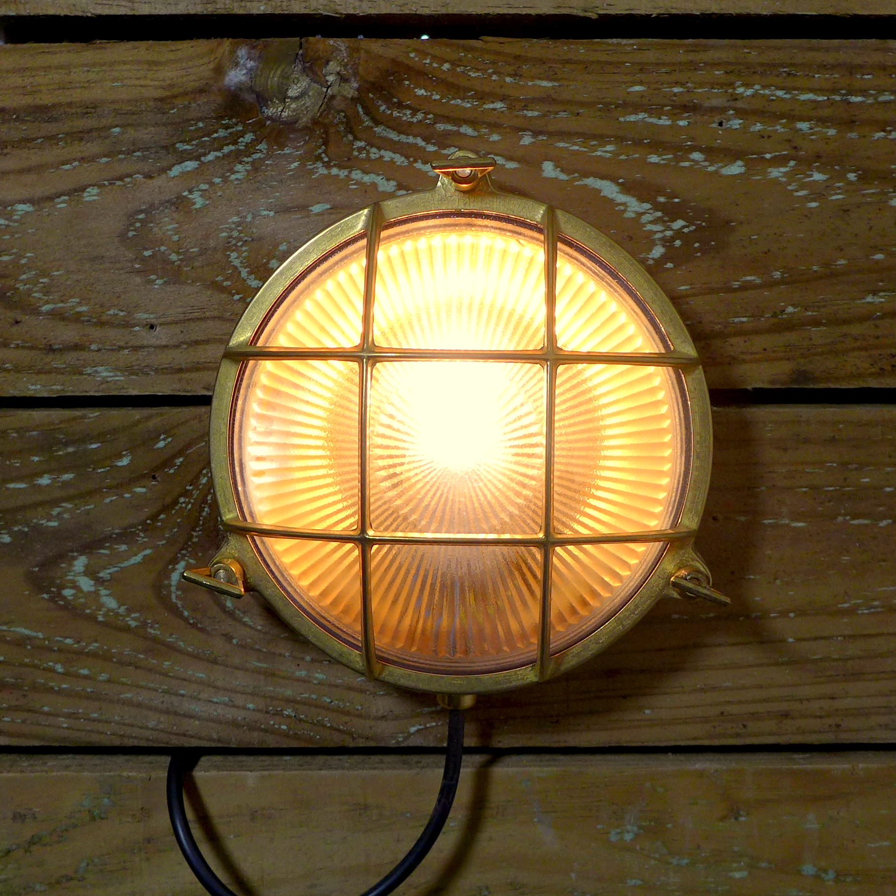 Marine Brass Caged Bulkhead Wall Light
