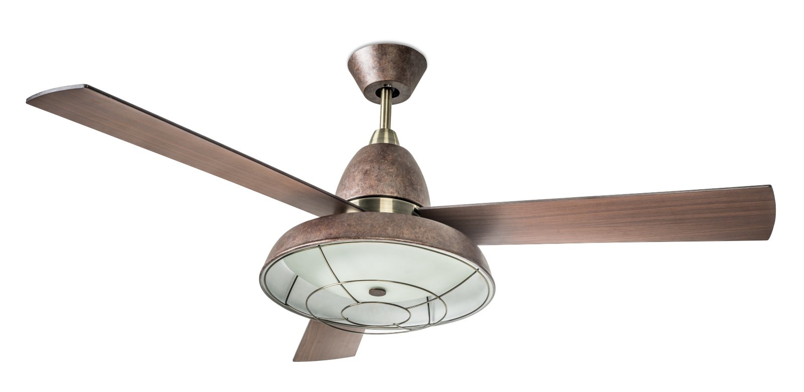 Retro Ceiling Fan with Caged Light