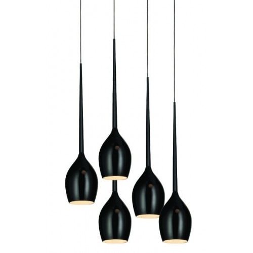 5 Light Long Drop Teardrop Glass Pendant