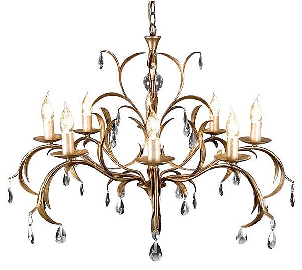 Bronze & Gold Glass Droplet Chandelier