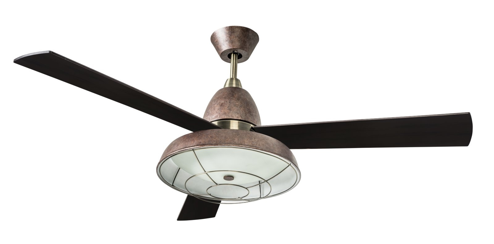 Retro Ceiling Fan with Caged Light