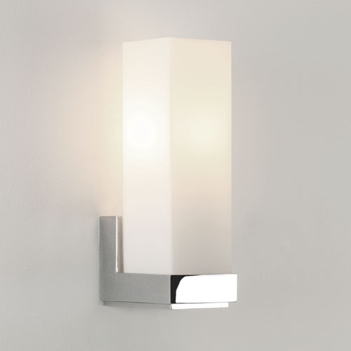Block Chrome Glass Wall Light