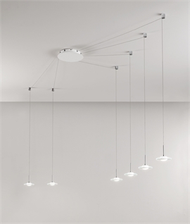 White LED Offset Pendant with Clear Glass Shades