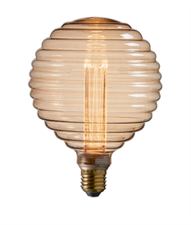 E27 LED 2.5w Amber Tinted Ribbed Globe Lamp