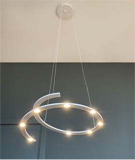 Helical Spiral Swirling White Pendant with Energy-Efficient LED Illumination