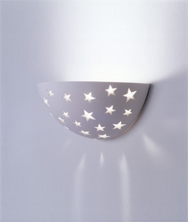 Half Moon Plaster Uplight with Star Cut-Outs
