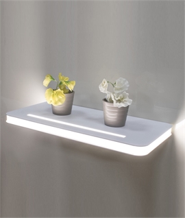 Illuminated White Bathroom Safe Shelf - 2 Widths