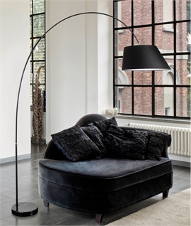 Black Fabric Asymmetric Shade Long Reach Floor Lamp