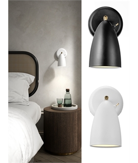Bullet Shade Wall Mounted Bedside Reading Light - Fully Adjustable and switched