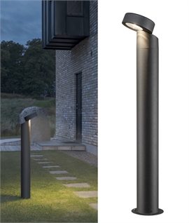 Modern Bollard Light for Paths and Driveways - Off-Set Head with LED