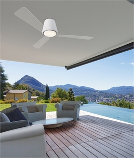 Flush Mounted LED Ceiling Fan Suitable for Outdoors - IP44