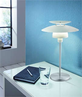 Scandi-Style Layered White Metal Table Lamp