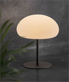 Mushroom Opal Globe & Black Stand Rechargeable Table Lamp