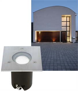 Buried Exterior Uplight with Square Bezel - Uses GU10 Lamp