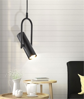 Adjustable Pendant Spotlight with Modern Black Stirrup Style 