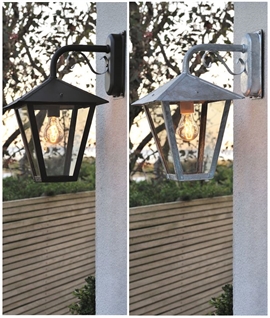 Hanging Exterior Wall Lantern with Scroll - 2 Finishes