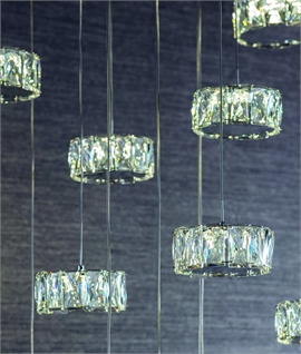 Long Drop 16 Light Crystal and Chrome Ceiling Light