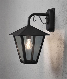 Hanging Exterior Wall Lantern with Scroll - 2 Finishes
