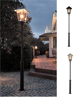 Classic Lamppost with Smoked Glass Lantern - Steel or Black