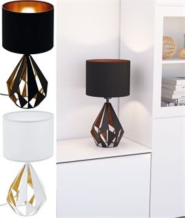 Geometric Base Table Light with Fabric Shade