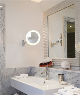 Edge-Lit LED Bathroom Wall Mounted Vanity Mirror - 5x Magnification 