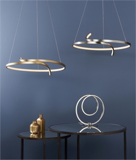 Modern LED Curved Hoop Pendant - Gold Or Nickel
