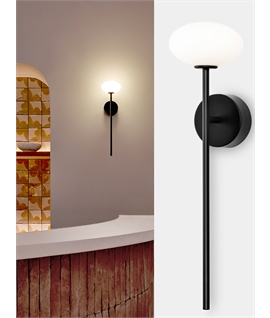 Slim Torch-Style Bathroom Wall Light with Opal Glass Shade IP44