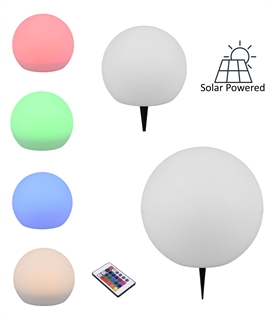 Solar Rechargeable Exterior Globe - Colour Changing with Remote