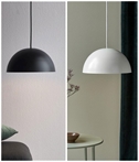 Metal Dome Light Pendant - Two Sizes and Black or White