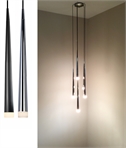 Long Drop 5 Light Pendant with Fluted 5 Shades - Black, White or Chrome