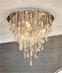 Chrome and Crystal Flush Ceiling Light - 6 Bulbs