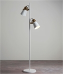 Twin Adjustable Shade White and Brass Floor Lamp