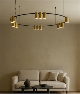 Black & Brushed Brass 1000mm Extra Large Ring Pendant Light - 15 GU10 Downlights
