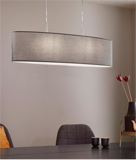 Wide Oval Fabric Shade Light Pendant - Twin Drop Suspension 