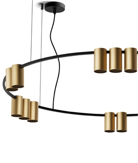 Black & Brushed Brass 1000mm Extra Large Ring Pendant Light with 15 GU10 Downlights