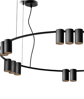 Black 1000mm Extra Large Ring Pendant Light with 15 GU10 Downlights
