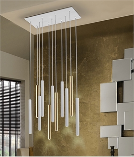 LED 11 Light Cluster Pendant with Tubular Shades