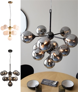 Modern 11 Light Globe Pendant - Opal or Mirrored