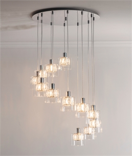 Stunning Glass and Crystal Cluster Pendant Light - 2 Sizes