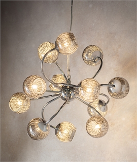 Contemporary Large Swirl Chrome 12 Light Pendant