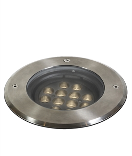 Reduced Glare In-Ground COB LED Uplight with Externally Adjustable Tilt - 316 Marine Grade Stainless Steel 