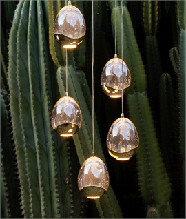 Long-Drop Spiral Cascade Pendant - 14 Gold & Bubble Glass Shades