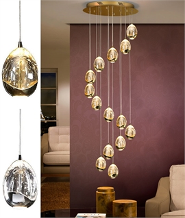 Long Drop Multi Light LED Pendant - Chrome or Gold