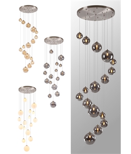 Satin Nickel 16 Light Cluster Pendant with Glass Shades