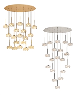 19 Flex Cluster Pendant with Oval Plate & Crystal Shades
