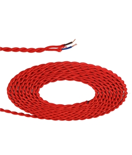 1m Red Braided Twisted 2 Core 0.75mm Cable