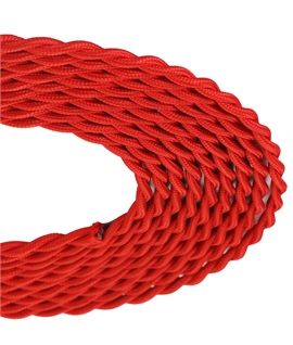 1m Red Braided Twisted 2 Core 0.75mm Cable