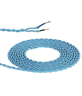 1m Blue & White Wave Stripe Braided Twisted 2 Core 0.75mm 